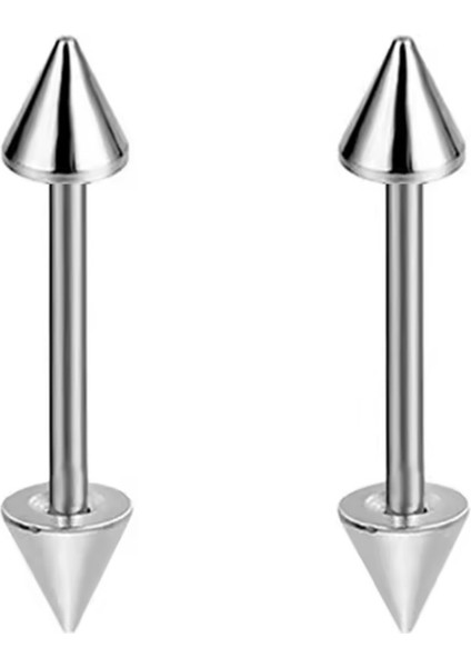 316 L Cerrahi Çelik Iki Tarafı Spike Uçlu Piercıng Küpesi-Spike Çap 3mm /bar 1,2 mm - 1 Adet