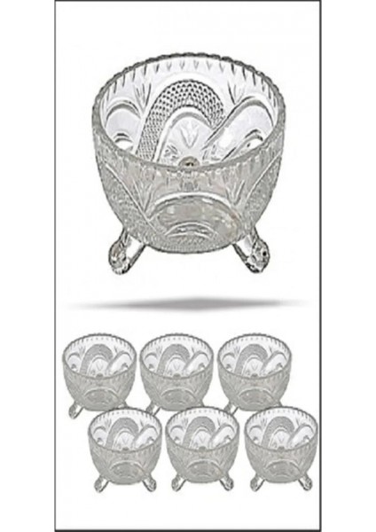 6'lı Kristal Lüx Ayaklı Cam Çerezlik Şekerlik Sunumluk Kase