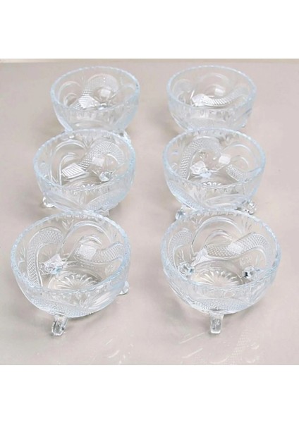 6'lı Kristal Lüx Ayaklı Cam Çerezlik Şekerlik Sunumluk Kase fiyatları