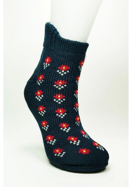 Kalın Kışlık Kadın Soket Çorap Yünlü Havlu Ev Giyim Patik Desen 2 Lacivert modelleri