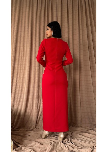 Pileli Yıtmaçlı Uzun Elbise fırsatları