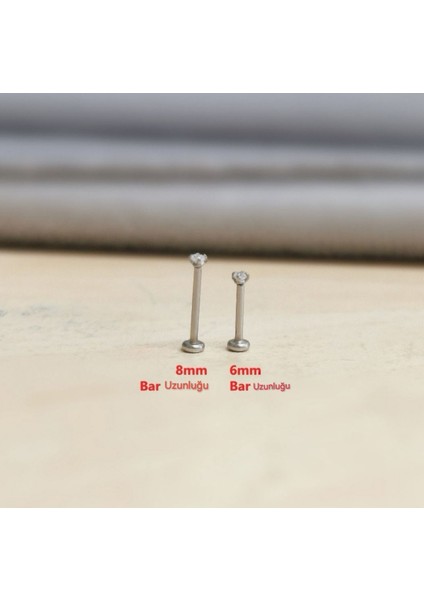 Cerrahi Çelik Pıercıng Dudak /kulak/burun- Taş Çapı 2,5mm -Bar 6mm- 1 Adet fiyatları