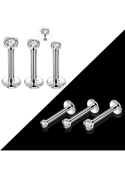 Cerrahi Çelik Pıercıng Dudak /kulak/burun- Taş Çapı 2,5mm -Bar 6mm- 1 Adet indirimleri