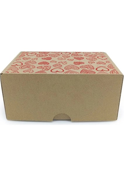 Sevgililer Günü Kalp Desenli Kraft Geçmeli E-Ticaret Kutusu 16X12X7.5 CM