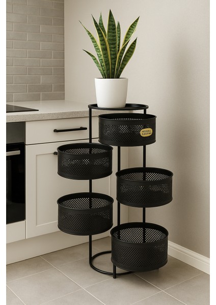 5 Katlı Patates ve Soğan Sepeti Patateslik Soğanlık Sebzelik Paslanmaz Metal Dekoratif Düzenleyici