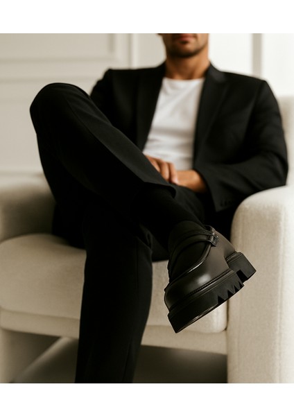 GR0393 Hakiki Deri Italyan Tarz Tasarım Eva Yüksek Taban Koku Yapmaz Spor Klasik Ayakkabı