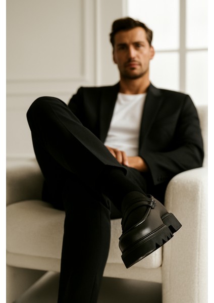 GR0393 Hakiki Deri Italyan Tarz Tasarım Eva Yüksek Taban Koku Yapmaz Spor Klasik Ayakkabı