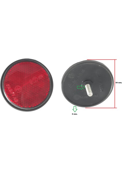 Reflektor Lens Kırmızı Cap:54 Mm.cıvata 5 Mm. (4 Ad.)