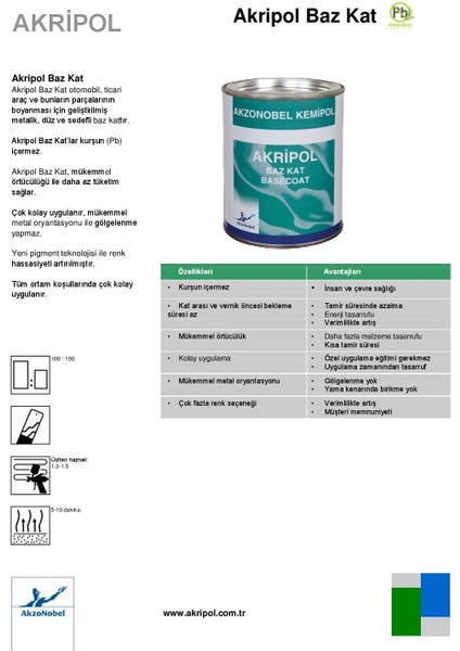 AkzoNobel Akri̇pol Bazkat Honda NH-737M Polished Grey Akri̇li̇k Sonkat Oto Boyası 1 Litre modelleri