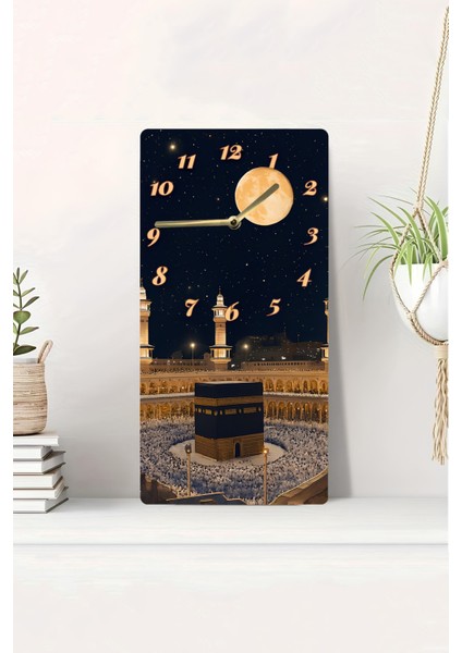30X60 cm Kâbe Manzaralı Ahşap Tablo Saat – Sessiz Mekanizma, Uv Baskı Şıklığıyla – USD180