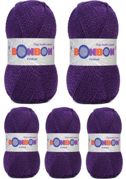 5 Adet Festival Simli Örgü Ipi Yünü Renk NO:232