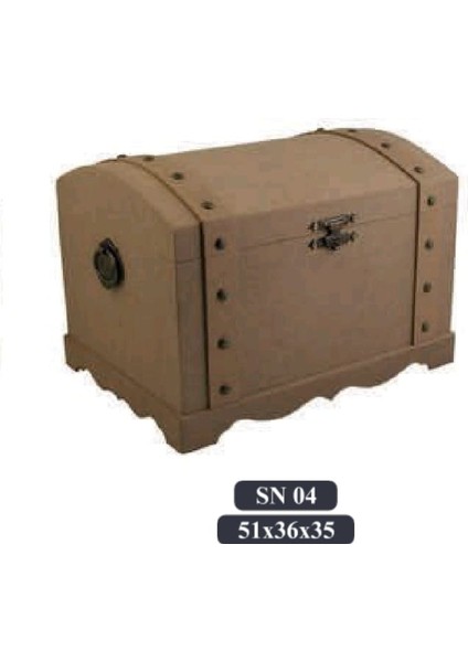 Ahşap Boyanabilir Dekoratif Klipsli Büyük Boy Çok Amaçlı Sandık Kutu