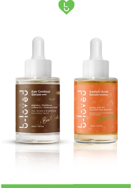 B Loved Premium Göz Çevresi Bakım Paketi | 2'li Set + Göz Çevresi Serum | Argireline • Glutathione • %5 Kafein • Hyaluronik Asit • %10 Azelaik Asit