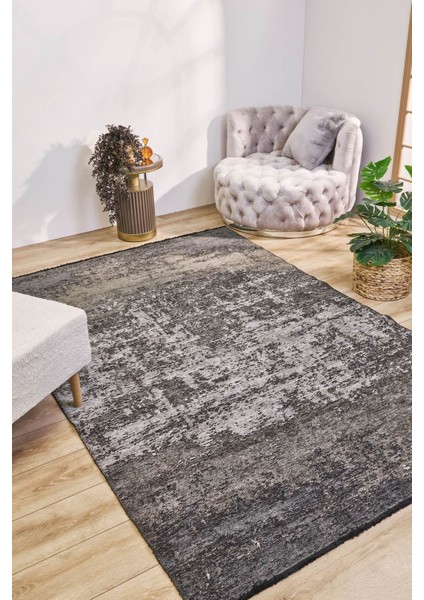 Hare Unique 1411 Gri - Pamuk Şönil Dokuma Halı | Modern Salon Halısı