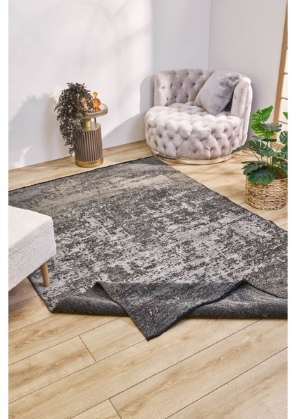 Hare Unique 1411 Gri - Pamuk Şönil Dokuma Halı | Modern Salon Halısı modelleri