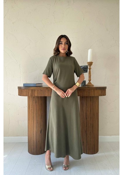 Pileli Bisiklet Yaka Elbise