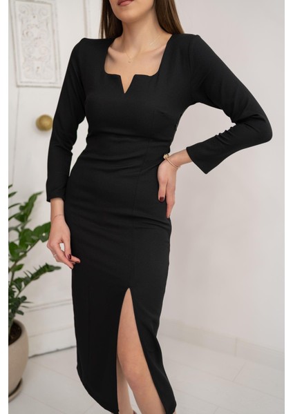 Yırtmaçlı Krep Elbise modelleri