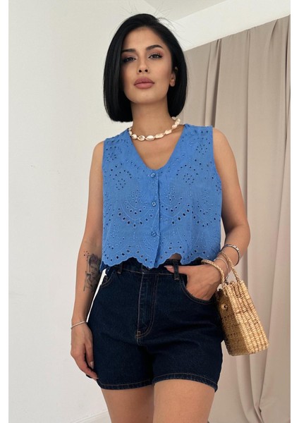 Sıfır Kol Brode Bluz