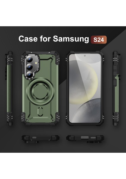 Samsung Galaxy S25 Için Manyetik Sağlam Telefon Kılıfı, Dahili Kamera Halkalı Ayaklık Yeşil (Yurt Dışından) indirimleri