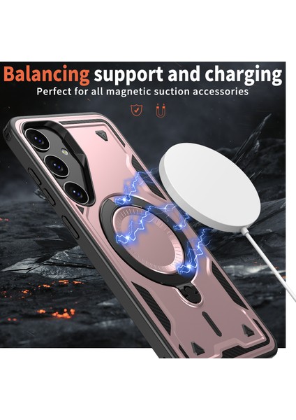 Samsung Galaxy S25+ Için Manyetik Çift Katmanlı Telefon Kılıfı, Metal Halkalı Ayaklık Içerir Rose Gold (Yurt Dışından) fiyatları