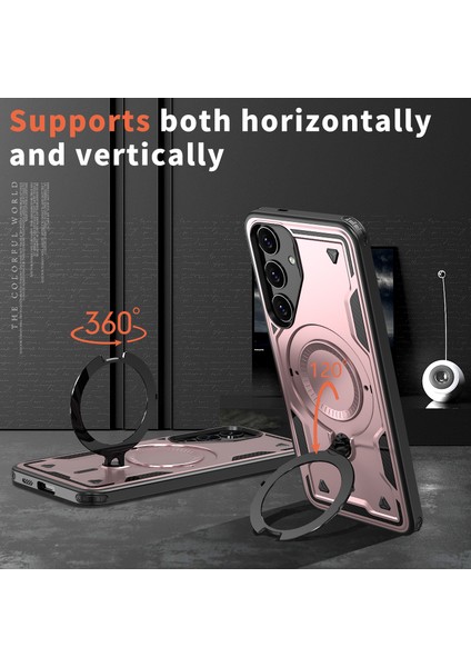 Samsung Galaxy S25+ Için Manyetik Çift Katmanlı Telefon Kılıfı, Metal Halkalı Ayaklık Içerir Rose Gold (Yurt Dışından) indirimleri