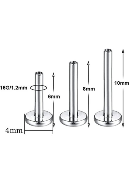 Cerrahi Çelik Tek Taş Dudak/kulak Piercing Takısı-Taş Çapı 4mm-Bar 8mm 1 Adet fırsatları