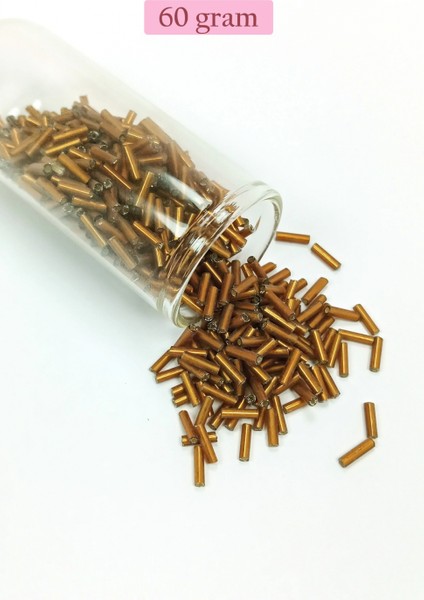 Uzun Boru Kesme Boncuk Çap 2mm Uzunluk 10 mm - 60 Gram - Koyu Altın - BNC265