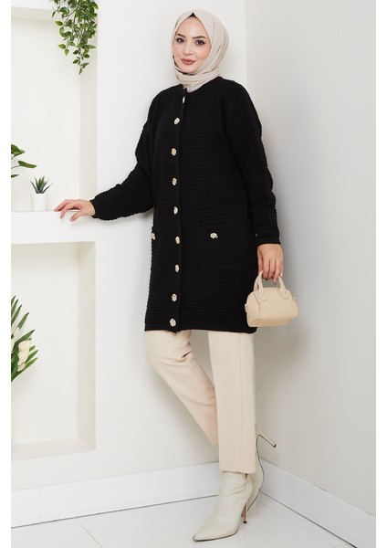 Lezgi Düğmeli Triko Hırka 1599 - Siyah fiyatları