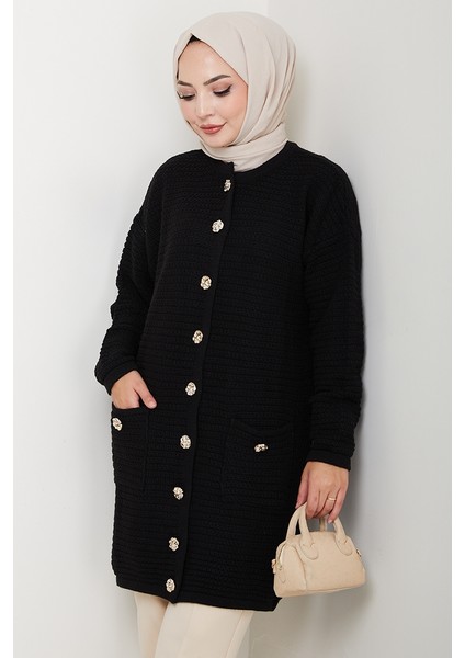 Lezgi Düğmeli Triko Hırka 1599 - Siyah modelleri