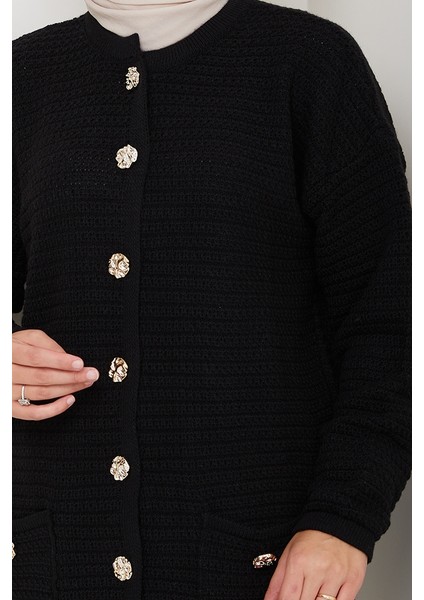 Lezgi Düğmeli Triko Hırka 1599 - Siyah indirimleri