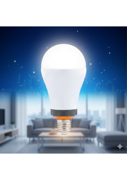KES076 Şarjlı Acil Durum LED Ampulü 12W E27 Beyaz Işık (Kesintide Yanar)