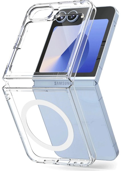 More-Tr Newface Samsung Galaxy Z Flip 7 Kılıf Magneticsafe Şeffaf Silikon - Şeffaf