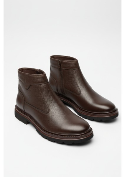 Hakiki Deri Kahverengi Fermuarlı Chelsea Erkek Kışlık Bot LUASS27AL0044 fırsatları