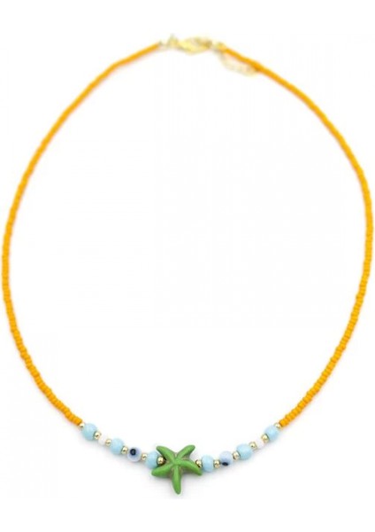 Boncuk Deniz Yıldzı Kolye - Turuncu fiyatları