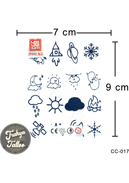Yarı Kalıcı Minimal Yapıştırma Dövme CC-017