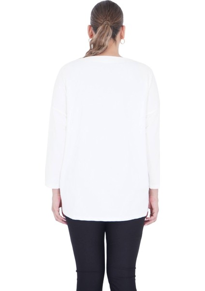 Kadın Büyük Beden Beyaz Asimetrik Bluz modelleri