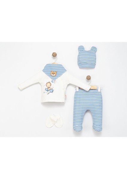 Ayıcık Baskılı 5li Erkek Hastane Çıkışı Zıbın Set