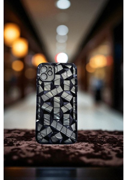 Iphone 12 / 12 Pro Uyumlu Geometrik Elmas Desenli Siyah Kılıf fiyatları