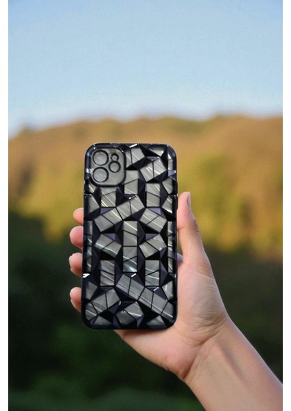 Iphone 12 / 12 Pro Uyumlu Geometrik Elmas Desenli Siyah Kılıf fırsatları