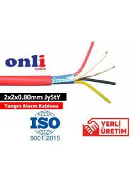 Ersan 2X2X0,80MM Je-H (St) H Bd (Cu-Hffr) 100 Metre Yangın Alarm Kablosu