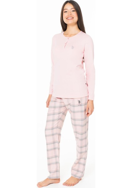 Kadın Alt Ekoseli Düğmeli Yakalı Pijama Takıkm
