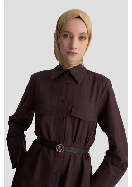 Pens Detaylı Pamuk Elbise 25K9009 Kahverengi modelleri