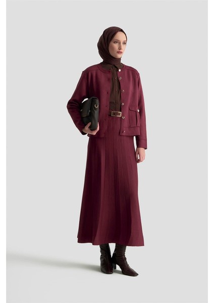 Hırka Etek Triko Takım 25KTD6120 Bordo