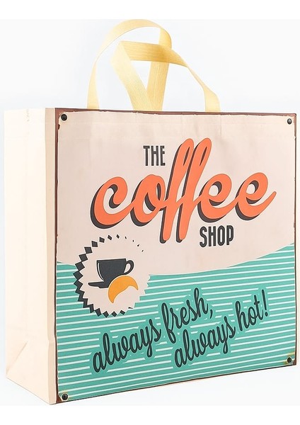 Çevre Dostu Nonwoven Tela Alışveriş Çantası Coffee Shop Temalı 40*40*15 modelleri