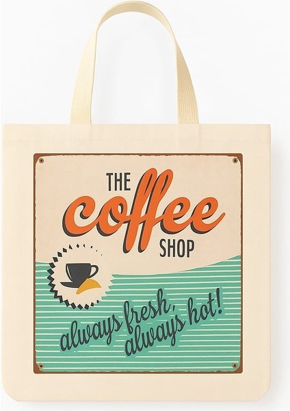 Çevre Dostu Nonwoven Tela Alışveriş Çantası Coffee Shop Temalı 40*40*15