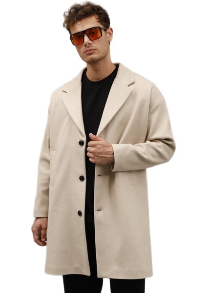 Kaşe Erkek Kaban Krem