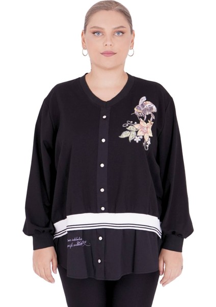 Kadın Büyük Beden Gömlek Görünümlü Bluz