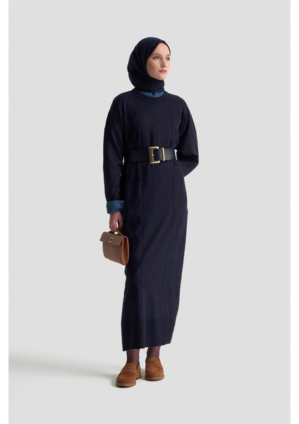 Baklava Desenli Triko Elbise 25KTD958 Lacivert fiyatları