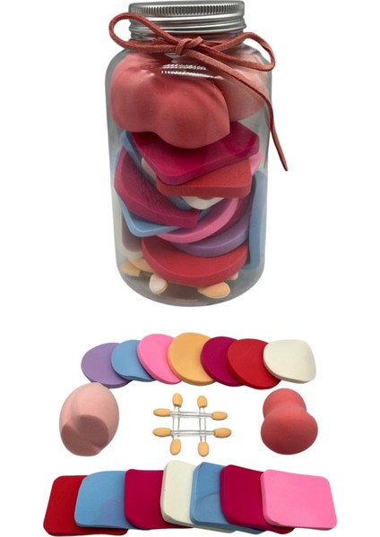 Makyaj Süngeri Seti Özel Kavanoz Kutulu 20 Parça