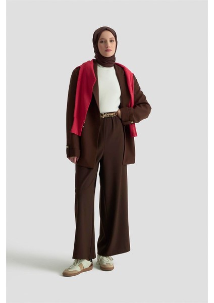 Geniş Paça Pantolon Etek 25KD1304 Kahverengi fiyatları